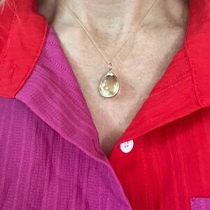 Elegant Teardrop Faceted Crystal Gold Pendant